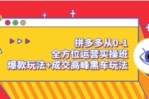 拼多多从0-1全方位运营实操班:爆款玩法+成交高峰黑车玩法-创业信息网