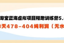黄岛主:淘宝蓝海虚拟项目陪跑训练营5.0:单天478纯利润-创业信息网