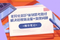 差异化双IP策划思考路径,解决短视频流量+变现问题-创业信息网