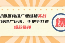 拼多多纯推广起链接实战:多种推广玩法,手把手打造爆款链接-创业信息网