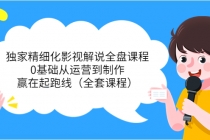 独家精细化影视解说全盘课程,0基础从运营到制作,赢在起跑线-创业信息网