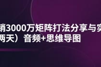 某线下培训:月销3000万矩阵打法分享与实操音频+思维导图-创业信息网