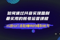 如何通过抖音实现盈利,最实用的账号运营课程 从0到1打造能赚钱的爆款账号-创业信息网