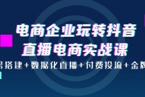 电商企业玩转抖音直播电商实战课:账号搭建+数据化直播+付费投流+金牌主播-创业信息网