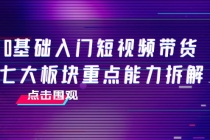 0基础入门短视频带货,七大板块重点能力拆解,7节精品课4小时干货-创业信息网
