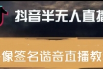 最近火爆的抖音头像签名设计半无人直播直播项目：直播教程+素材+直播话术-创业信息网
