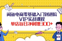 闲鱼电商零基础入门到进阶VIP实战课程,单店每日净利增300+-创业信息网