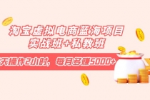 淘宝虚拟电商蓝海项目实战班+私教班:每天操作2小时,每月多赚5000+-创业信息网