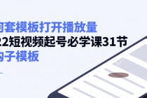 如何套模板打开播放量,2022短视频起号必学课31节,送钩子模板-创业信息网