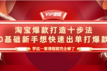 淘宝爆款打造十步法,0基础新手想快速出单打爆款,学这一套课程就完全够了-创业信息网