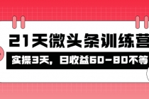 被忽视的微头条,21天微头条训练营,实操3天,日收益60-80不等-创业信息网