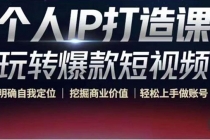 个人IP打造课-玩转爆款短视频,明确自我定位|挖掘商业价值|轻松上手做账号-创业信息网