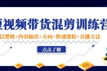 短视频带货混剪训练营:底层逻辑+内容输出+方向+快速涨粉+直播方法!-创业信息网