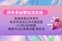 拼多多运营玩法实操，0.1改10W销量，薅官方10w免费流量 等玩法！-创业信息网