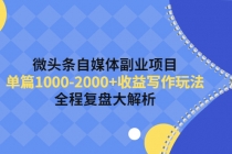 微头条自媒体副业项目，单篇1000-2000+收益写作玩法，全程复盘大解析！-创业信息网