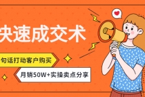 快速成交术,一句话打动客户购买,月销50W+实操卖点分享!-创业信息网