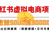 小红书虚拟电商项目:从小白到精英 月收益5000到30000 (视频课程+交付手册)-创业信息网
