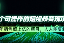 五个可操作的短视频变现项目：年销售额上亿的项目，人人能复制-创业信息网
