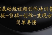 0基础短视频创作特训营：拍摄+剪辑+创作+变现方法，开始副业赚钱-创业信息网