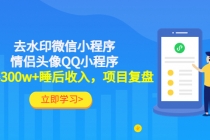 利用去水印微信小程序+情侣头像QQ小程序,获得300w+睡后收入,项目复盘-创业信息网