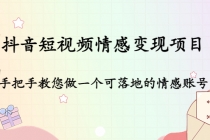 抖音短视频情感变现项目:手把手教您做一个可落地的情感账号-创业信息网