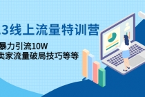 2023线上流量特训营:包含暴力引流10W+中小卖家流量破局技巧等等-创业信息网