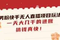 男粉快手无人直播项目玩法,一天大几千的进账,搞钱真快!-创业信息网