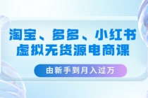 淘宝、多多、小红书-虚拟无货源电商课:由新手到月入过万-创业信息网