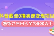 抖音截流0撸卖课变现项目:这个玩法熟练之后日入至少500以上-创业信息网