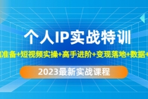 2023个人IP实战特训:基础准备+短视频实操+高手进阶+变现落地+数据+电商-创业信息网