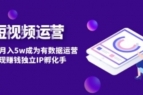 短视频自然流IP第2期:从0到月入5w成为有数据运营变现赚钱独立IP孵化手-创业信息网