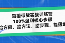 直播带货实战训练营:100%盈利核心步骤,给方向,给方法,给步骤,能落地-创业信息网