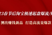 2023春节后淘宝极速起盘爆流/爆单：测出赚钱新品  打造高流量爆款-创业信息网