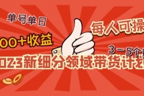 2023新细分领域带货计划:单号单日1000+收益不难,每人可操作3-5个账号-创业信息网