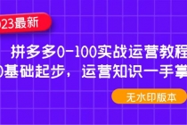 2023拼多多0-100实战运营教程,0基础起步,运营知识一手掌握-创业信息网