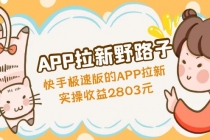APP拉新野路子：快手极速版的APP拉新赚，实操收益2803元-创业信息网