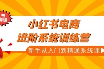 小红书电商进阶系统训练营:新手从入门到精通系统课-创业信息网