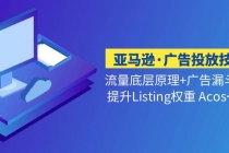 亚马逊·广告投放技巧流量底层+广告漏斗逻辑+提升Listing权重 Acos<10%-创业信息网