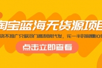 淘宝蓝海无货源项目,不囤货不推广只做冷门高利润代发,花一半时间赚10倍钱-创业信息网