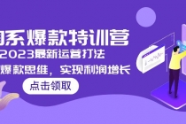 2023淘系爆款特训营,2023最新运营打法,学习爆款思维,实现利润增长-创业信息网