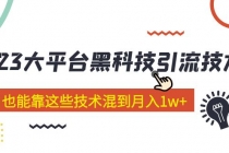 价值4899的2023大平台黑科技引流技术 小白也能靠这些技术混到月入1w+29节课-创业信息网