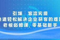引爆·客流实操:快速轻松解决企业获客的难题,老板必修课,零基础新手-创业信息网