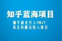 知乎蓝海玩法,躺平副业月入1W+,真正的睡后收入项目-创业信息网