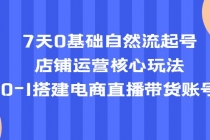 7天0基础自然流起号,店铺运营核心玩法,0-1搭建电商直播带货账号-创业信息网