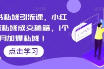 小红书私域引流课，小红书引流私域成交秘籍，1个月加爆私域！-创业信息网