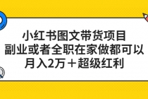 小红书图文带货项目,副业或者全职在家做都可以,月入2万+超级红利-创业信息网