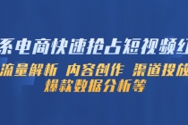 淘系电商快速抢占短视频红利:流量解析 内容创作 渠道投放 爆款数据分析等-创业信息网