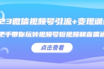 2023微信视频号引流+变现训练营:手把手带你玩转视频号短视频和直播运营!-创业信息网
