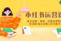 小红书·运营课，笔记运营、规则、店铺运营等模块讲解 独立运营小红书账号-创业信息网