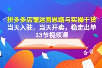拼多多店铺运营思路与实操干货,当天入驻,当天开卖,稳定出单-创业信息网